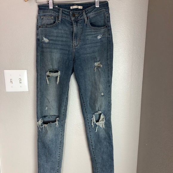LEVIS 721 High Rise Distressed Skinny Jeans 26 - Picture 6 of 7